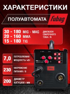 Полуавтомат сварочный инверторный FUBAG IRMIG 188 SYN PLUS c горелкой FB 150 3 м в Москве фото