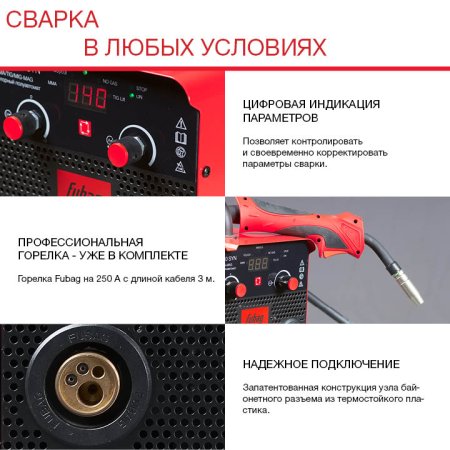 Полуавтомат сварочный FUBAG IRMIG 180 SYN с горелкой 250 А 3 м в комплекте в Москве фото